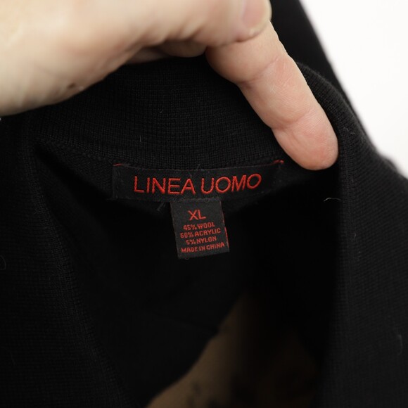 EC Linea Uomo Wool Polo Long Sleeve Black Sweater size XL - Picture 8 of 8